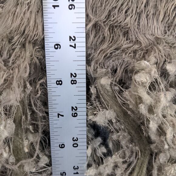 Alberto Makali Womens Shawl Wrap Poncho Gray Medium Faux Fur Fringed Nylon - Picture 11 of 12